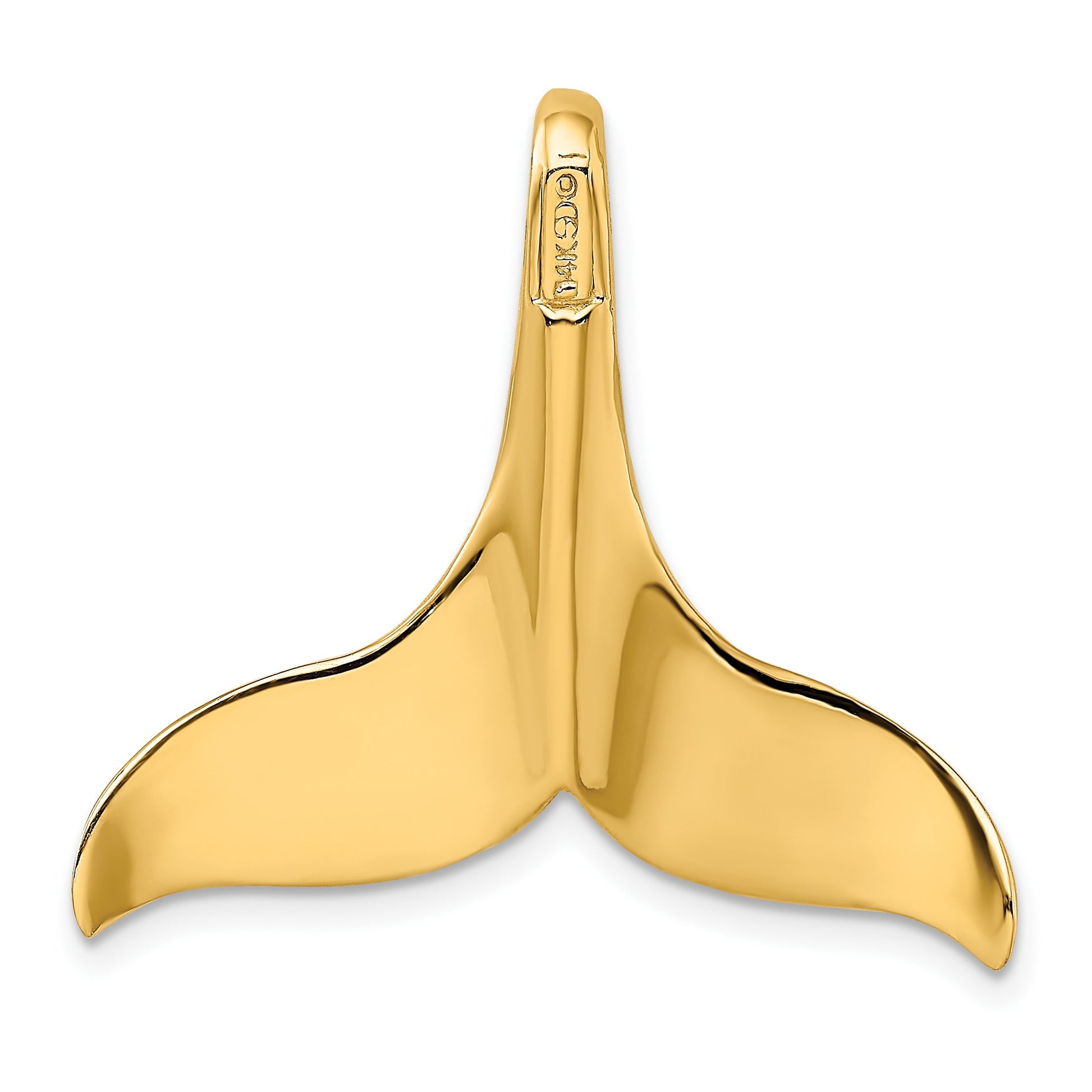 14K Large 3-D Polished with Hidden Bail Whale Tail Omega Slide
