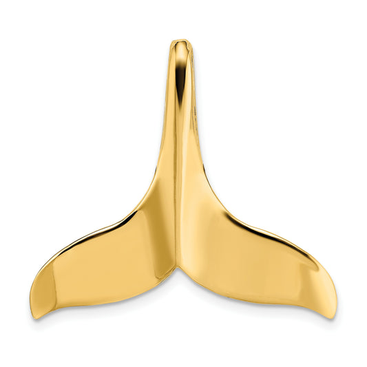 14K Large 3-D Polished with Hidden Bail Whale Tail Omega Slide