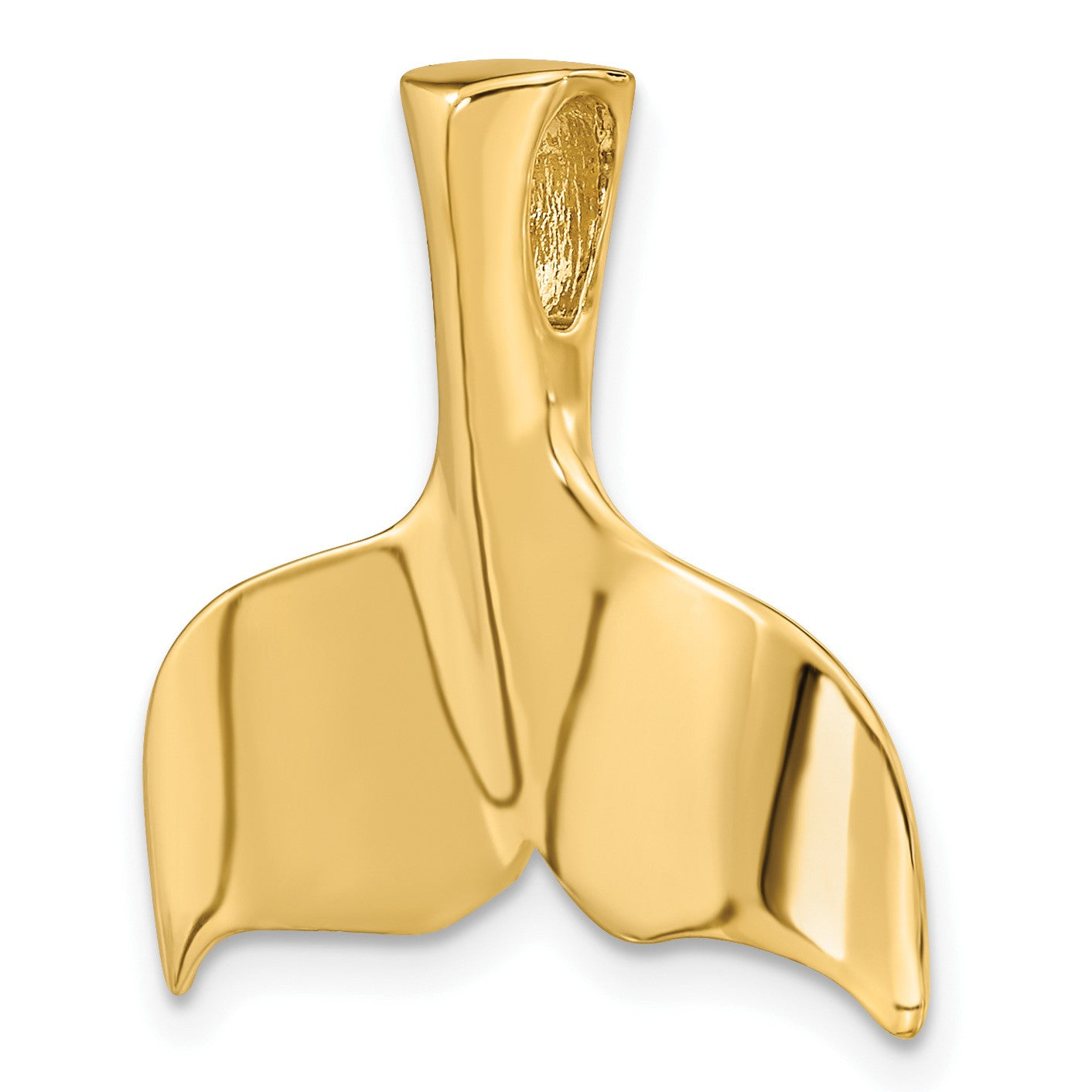 14K 3-D Polished Whale Tail Omega Slide