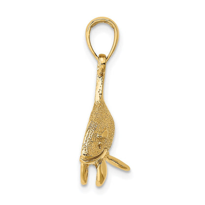 14K 2-D Textured Orca Whale Charm