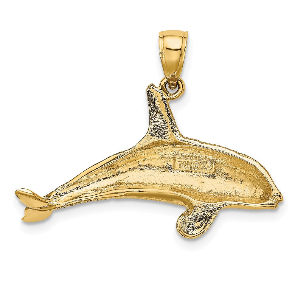 14K 2-D Textured Orca Whale Charm