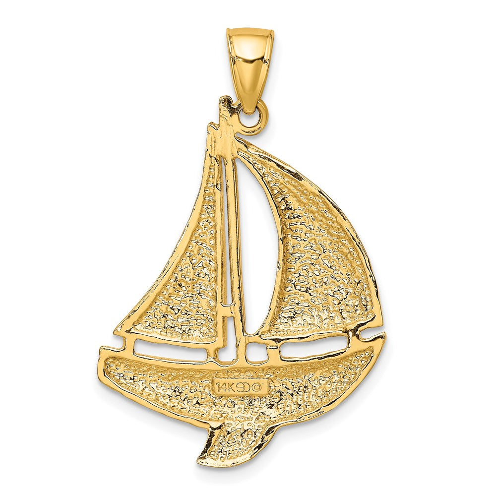 14K 2-D Polished Sailboat Charm