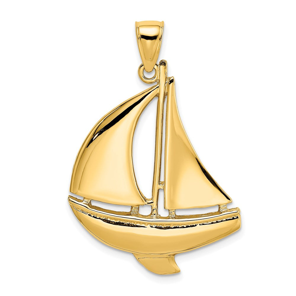 14K 2-D Polished Sailboat Charm