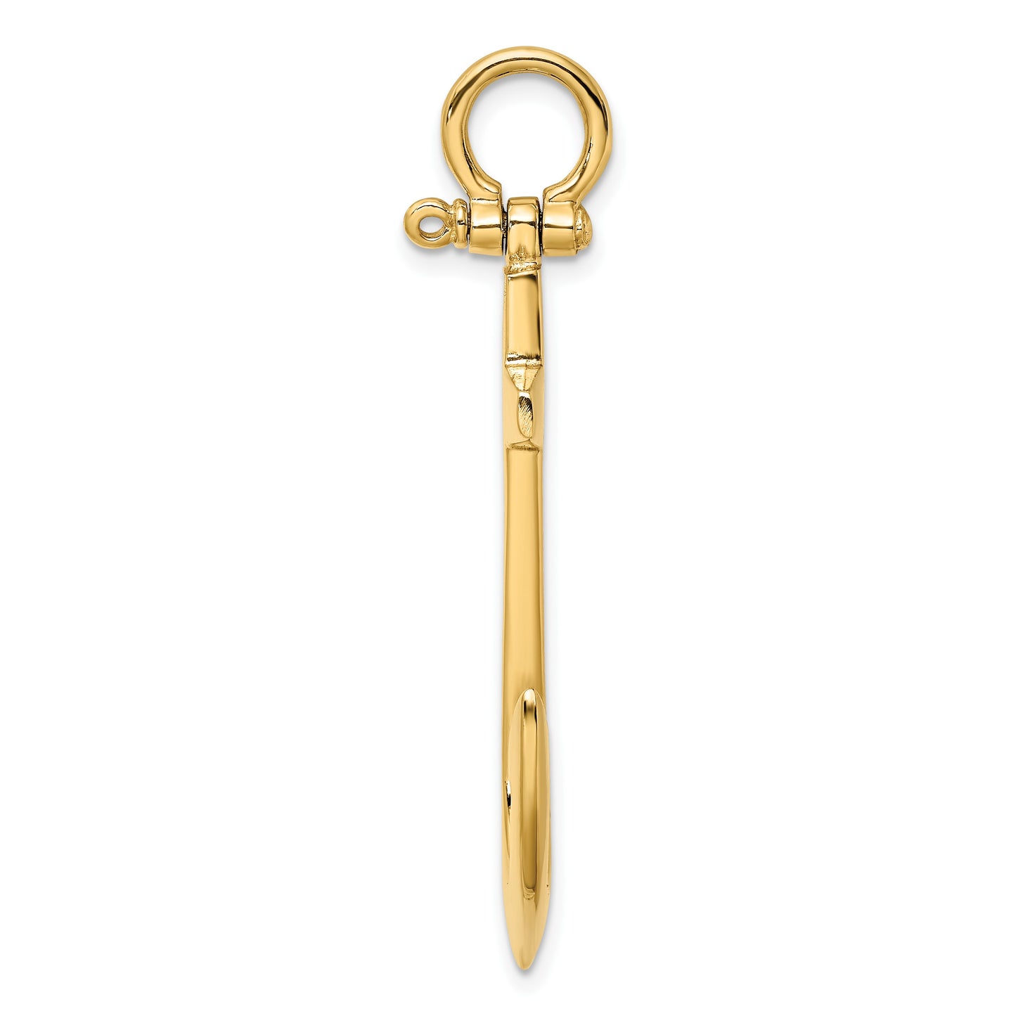 14K 3-D Polished Large Anchor with Shackle Bail Charm