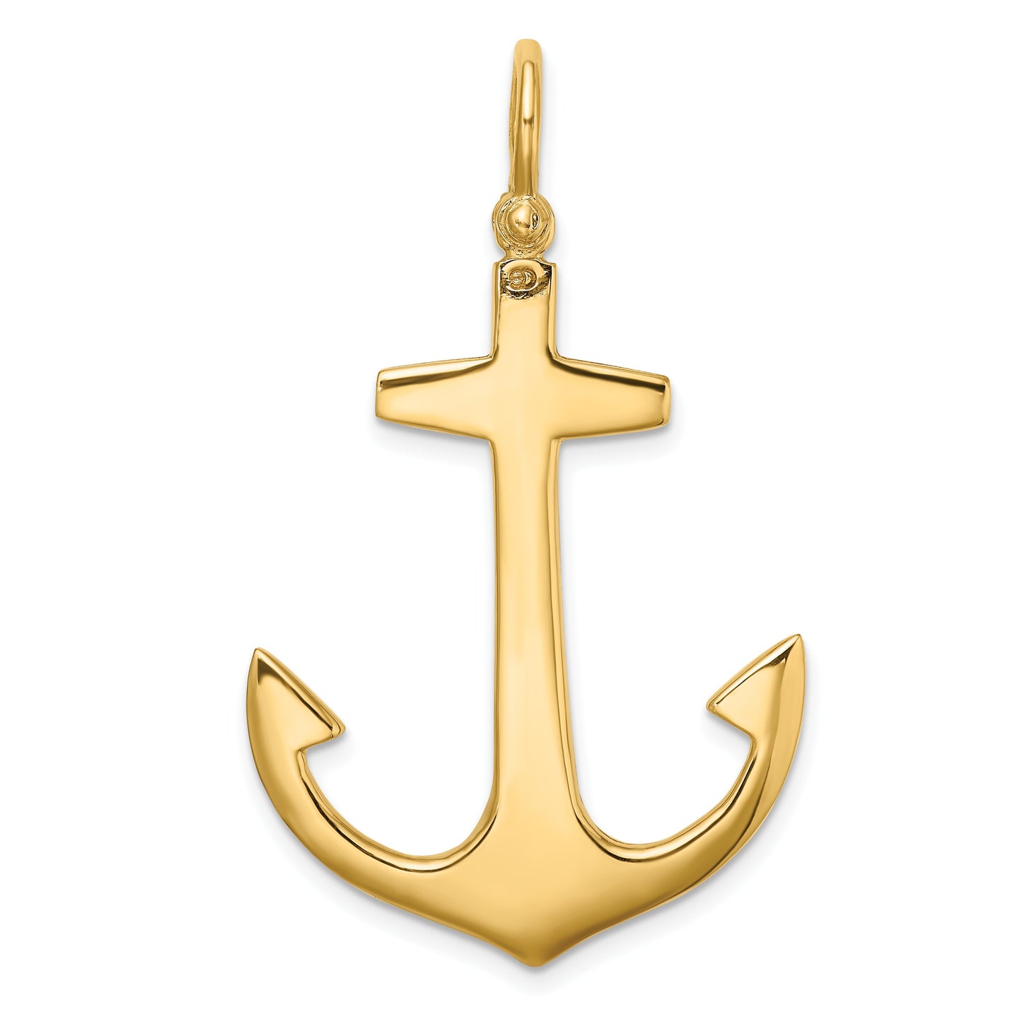 14K 3-D Polished Large Anchor with Shackle Bail Charm