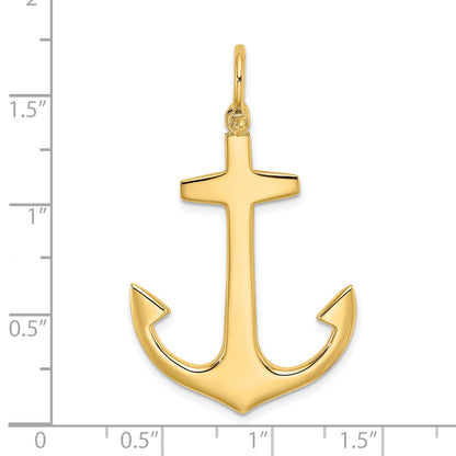 14K 3-D Polished Large Anchor with Shackle Bail Charm