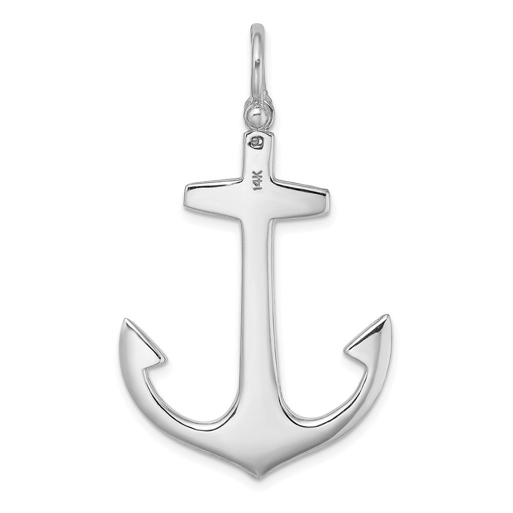 14K White Gold 3-D Polished Large Anchor Charm