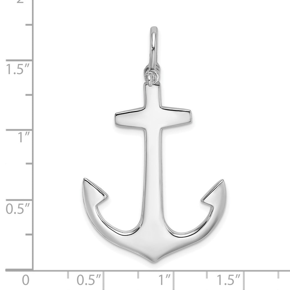 14K White Gold 3-D Polished Large Anchor Charm