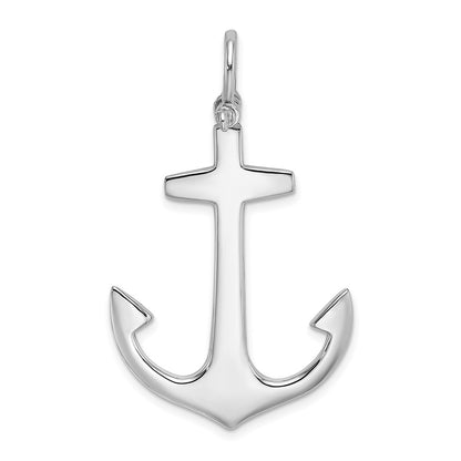 14K White Gold 3-D Polished Large Anchor Charm