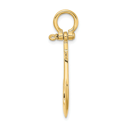 14K 3-D Polished Anchor with Shackle Bail Charm
