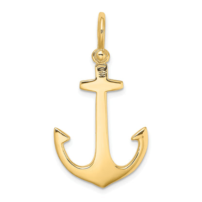 14K 3-D Polished Anchor with Shackle Bail Charm