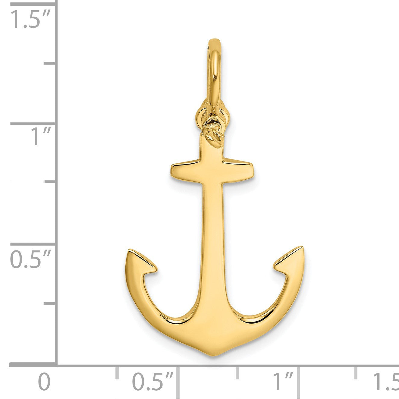 14K 3-D Polished Anchor with Shackle Bail Charm