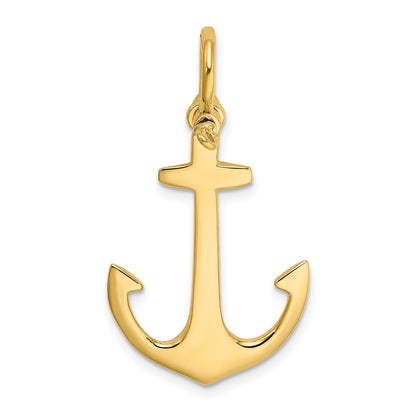 14K 3-D Polished Anchor with Shackle Bail Charm
