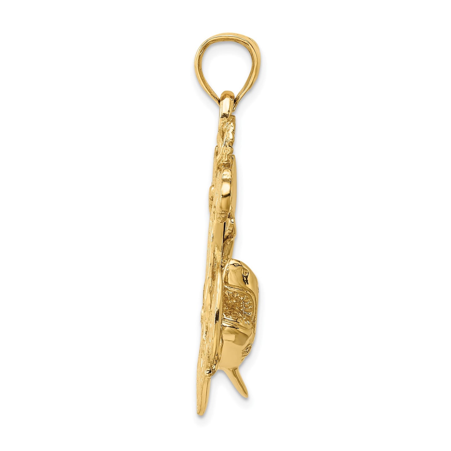 14K Large 2-D Anchor with Shark Charm