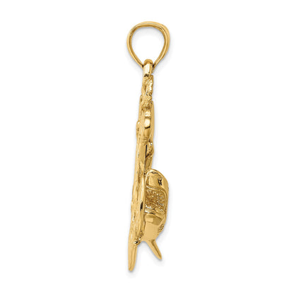 14K Large 2-D Anchor with Shark Charm