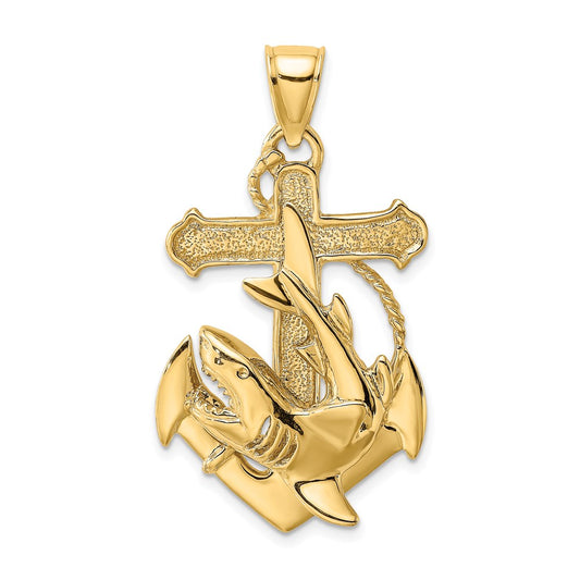 14K 2-D Anchor with Shark Charm