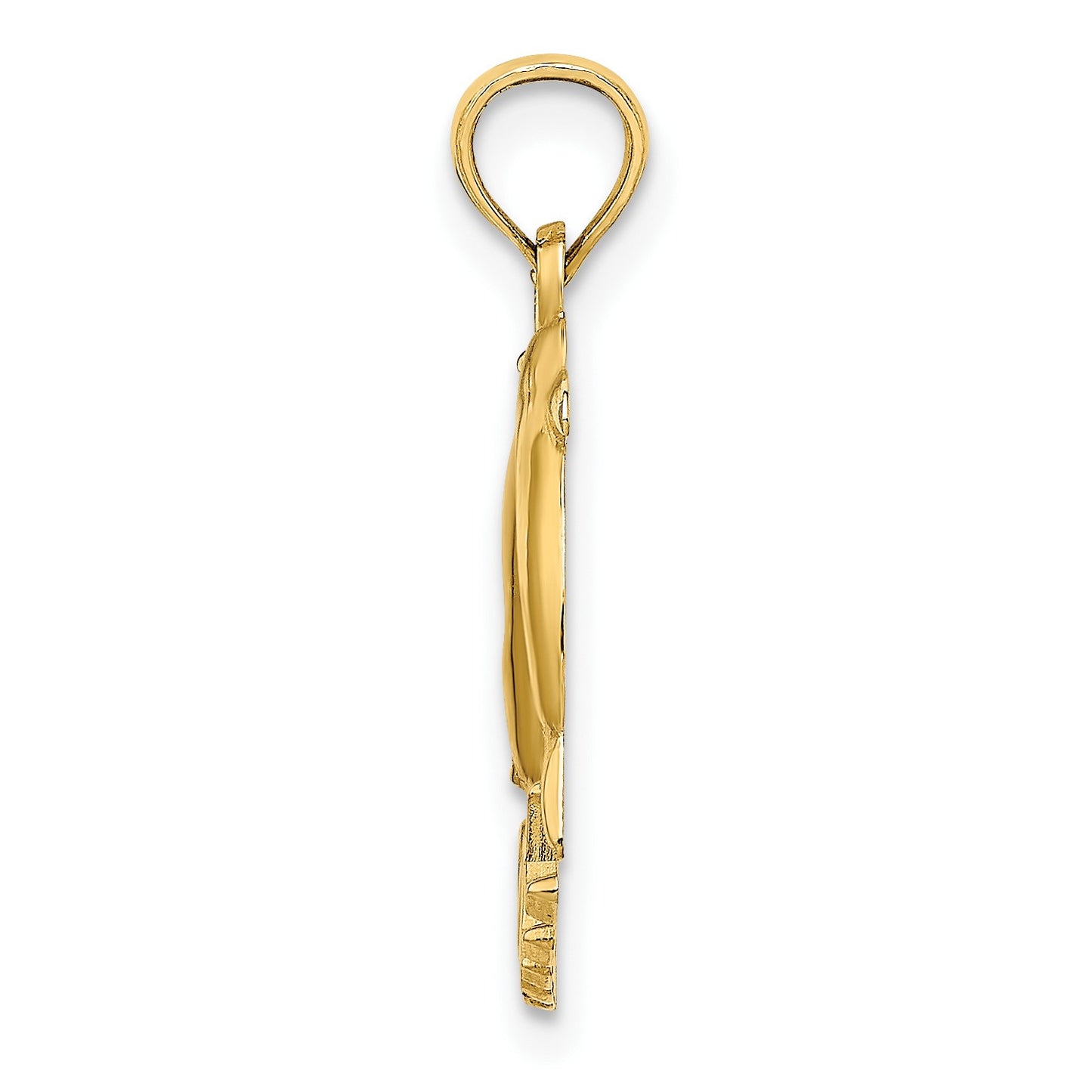 14k Polished OCEAN CITY with Jumping Dolphins Charm