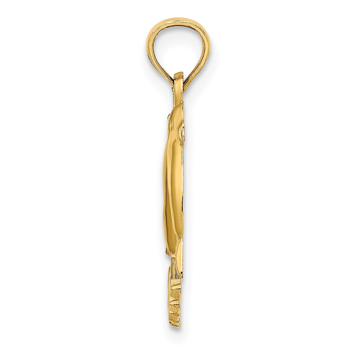 14k Polished OCEAN CITY with Jumping Dolphins Charm