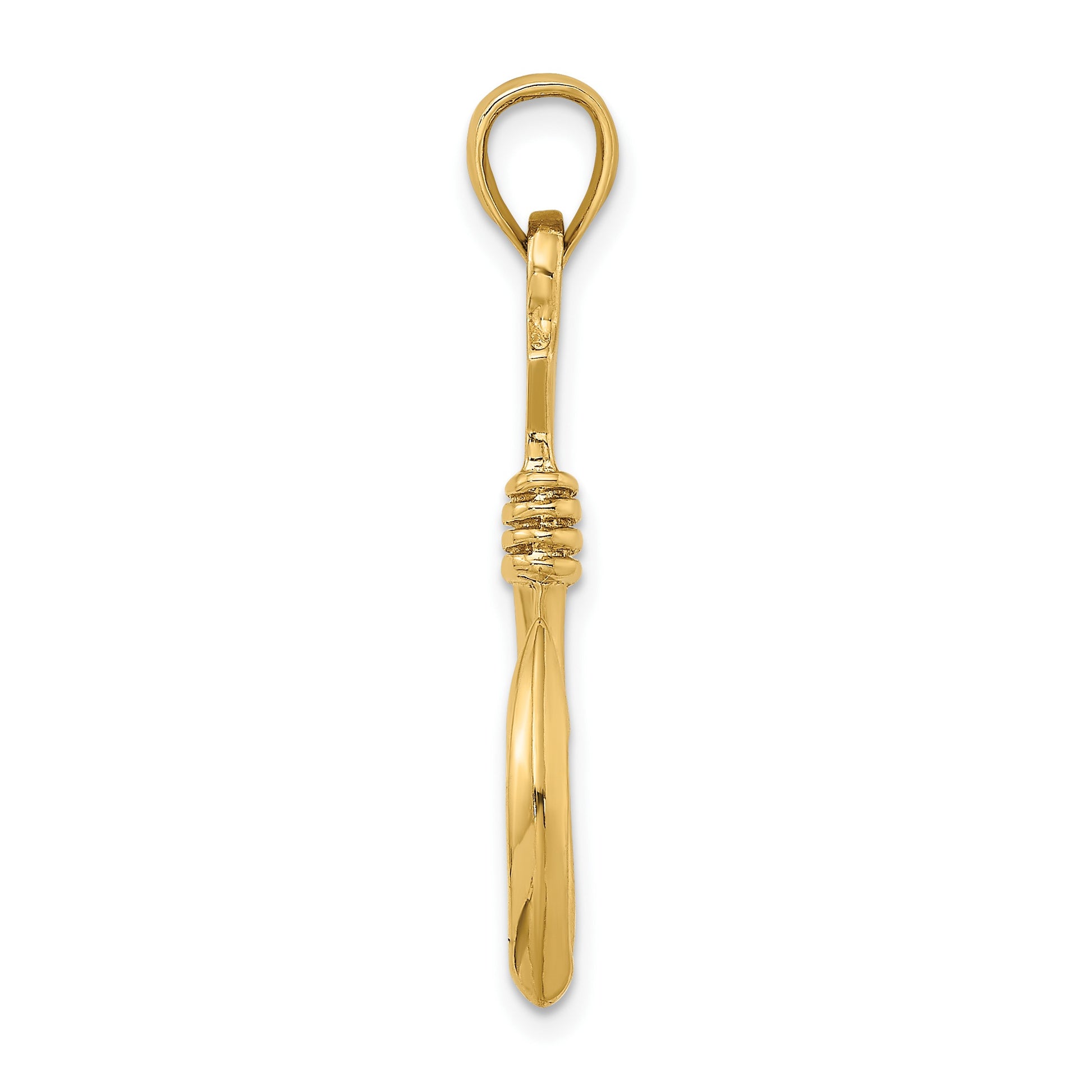 14K 3-D Large Fish Hook with Rope Charm