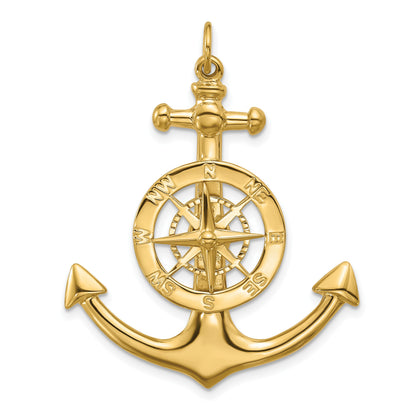 14K Large Anchor with Nautical Compass Charm