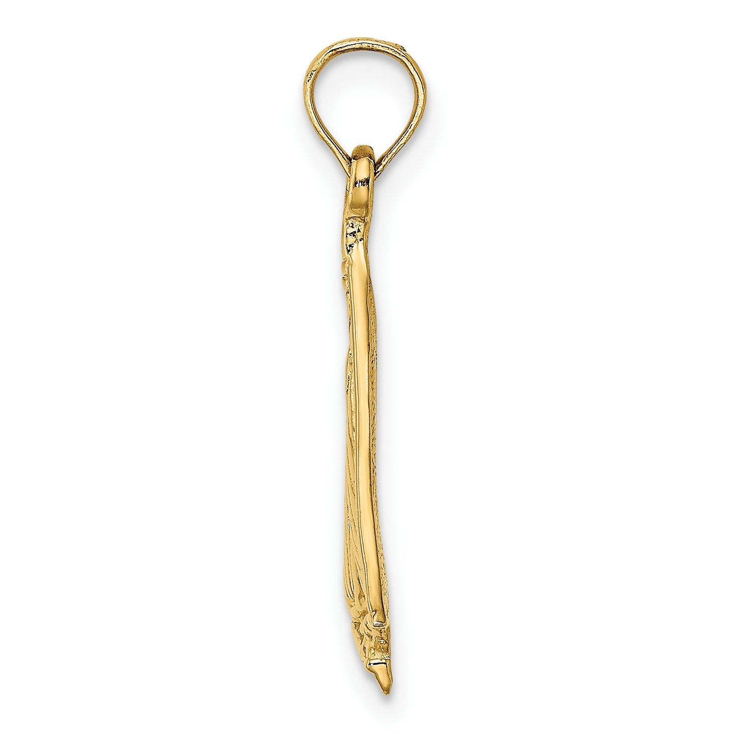 14K Polished and Textured Sailboat Charm