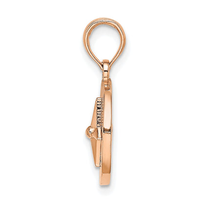 14K Rose and White Gold Mini Nautical Compass Pendant