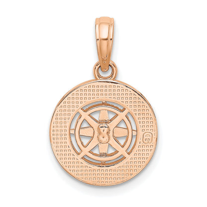 14K Rose and White Gold Mini Nautical Compass Pendant