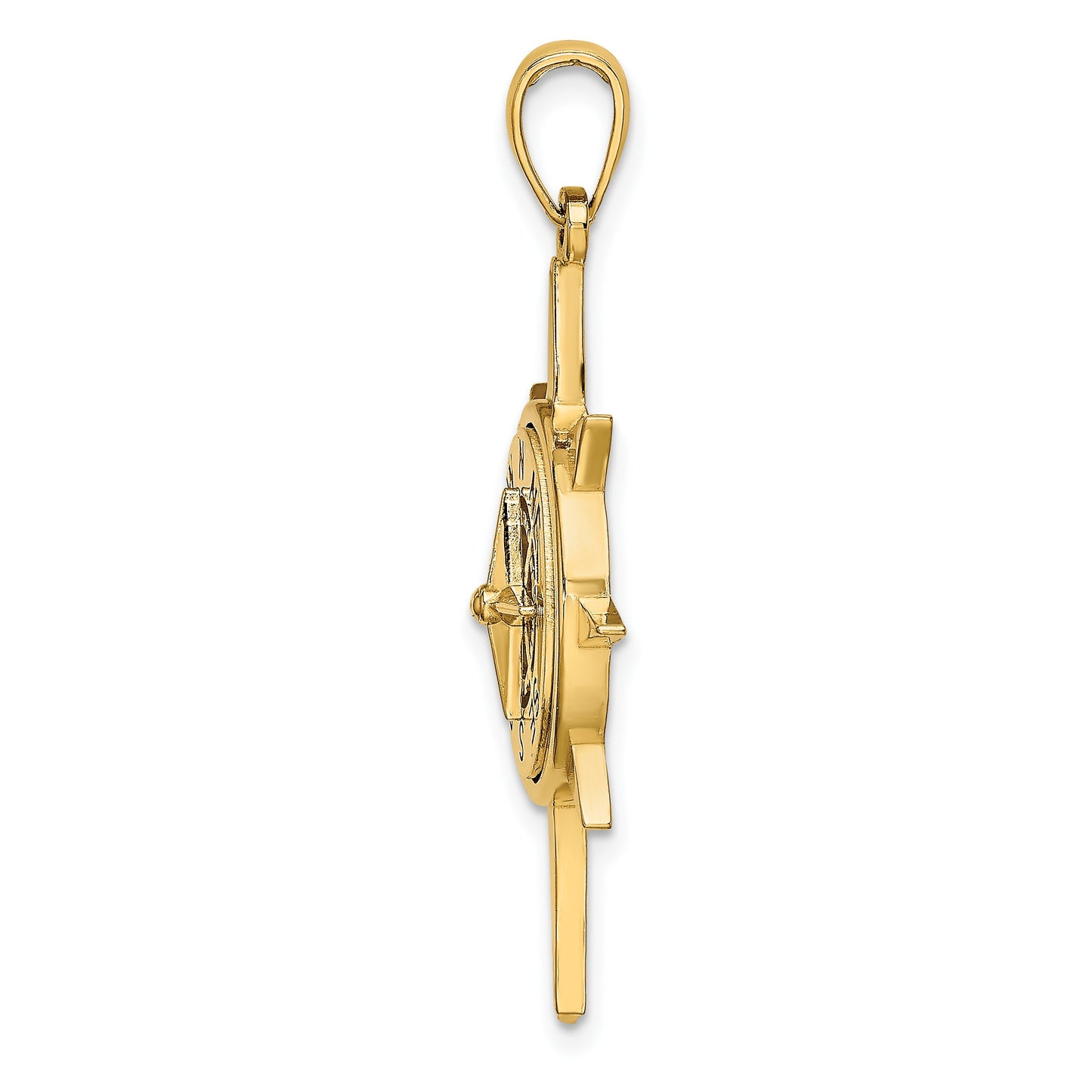 14K Star Frame with Nautical Compass Center Charm