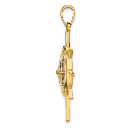 14K Star Frame with Nautical Compass Center Charm