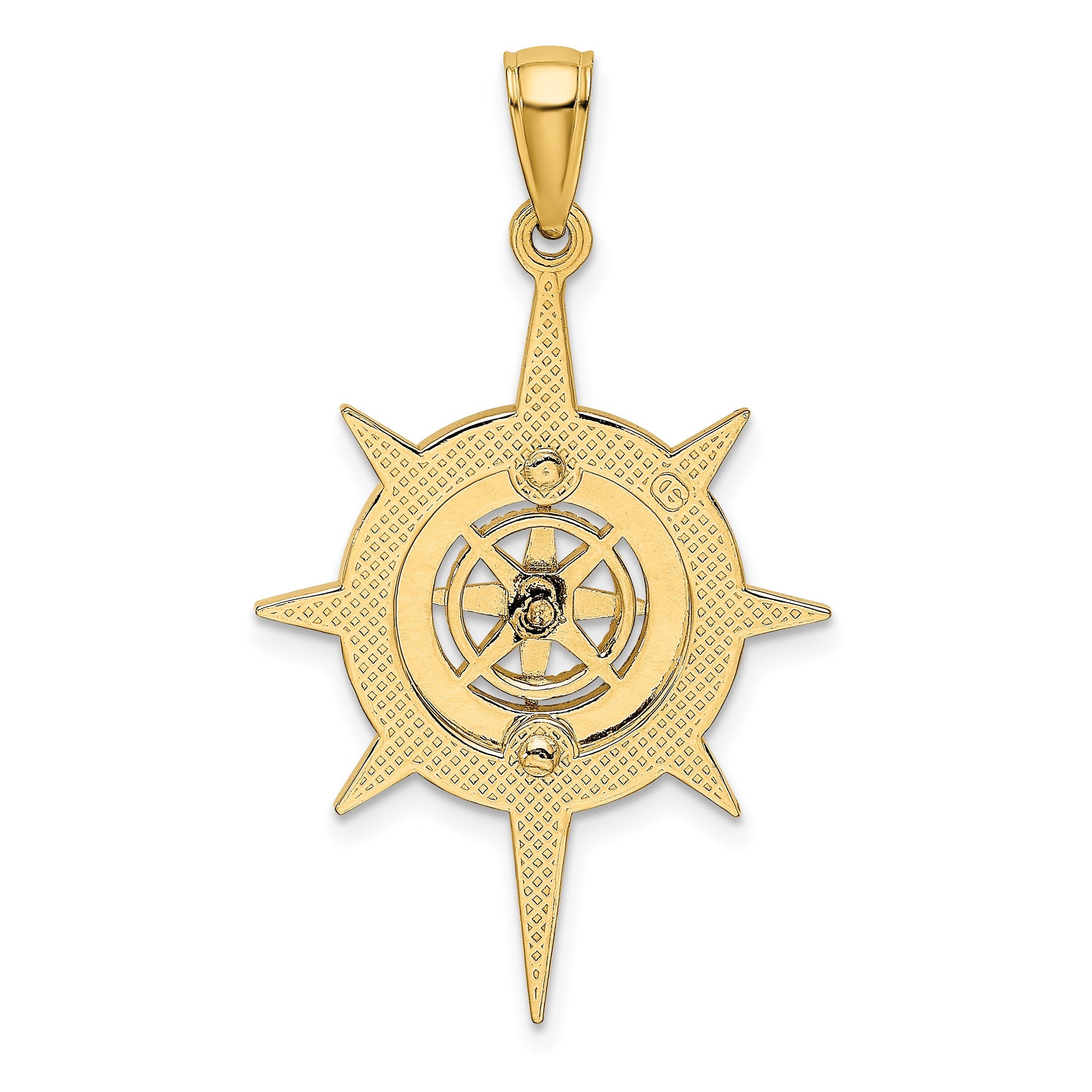 14K Star Frame with Nautical Compass Center Charm