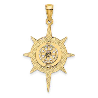 14K Star Frame with Nautical Compass Center Charm