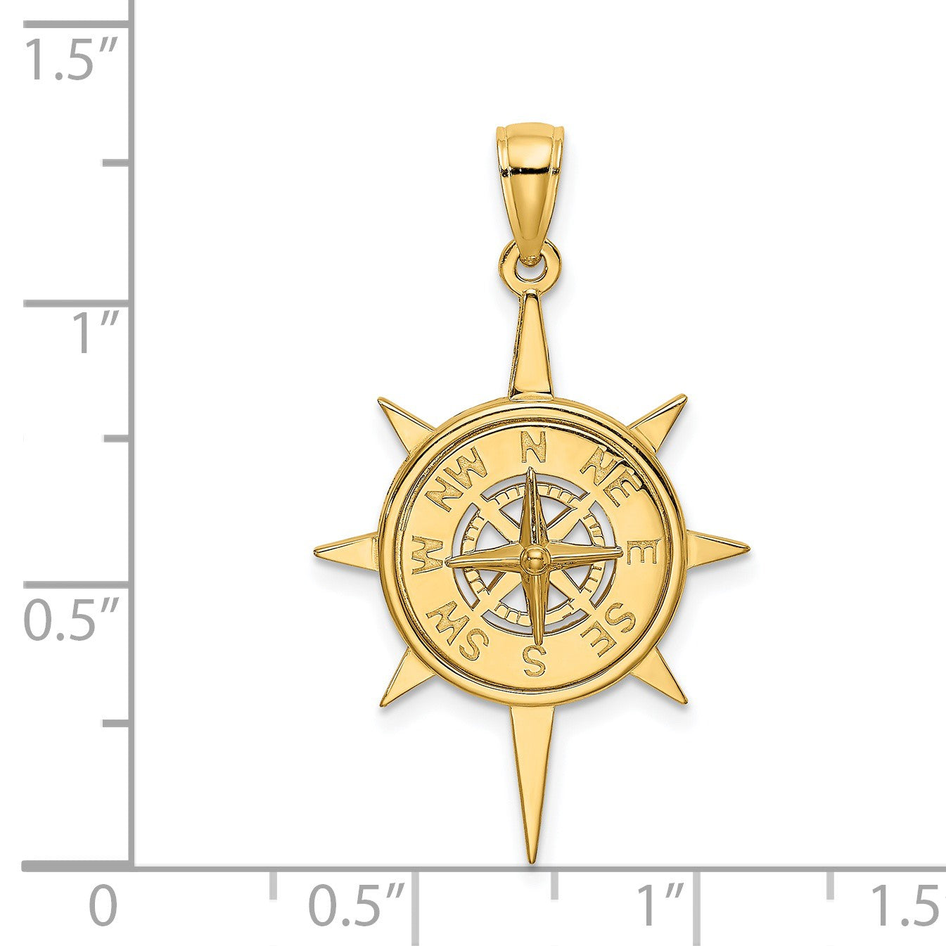 14K Star Frame with Nautical Compass Center Charm