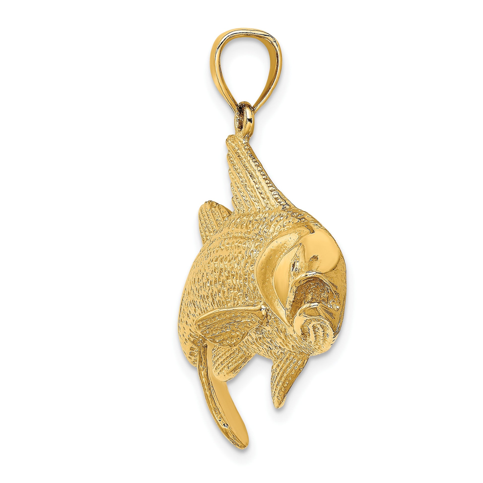 14K Large 2-D Textured Snook Red Fish Charm