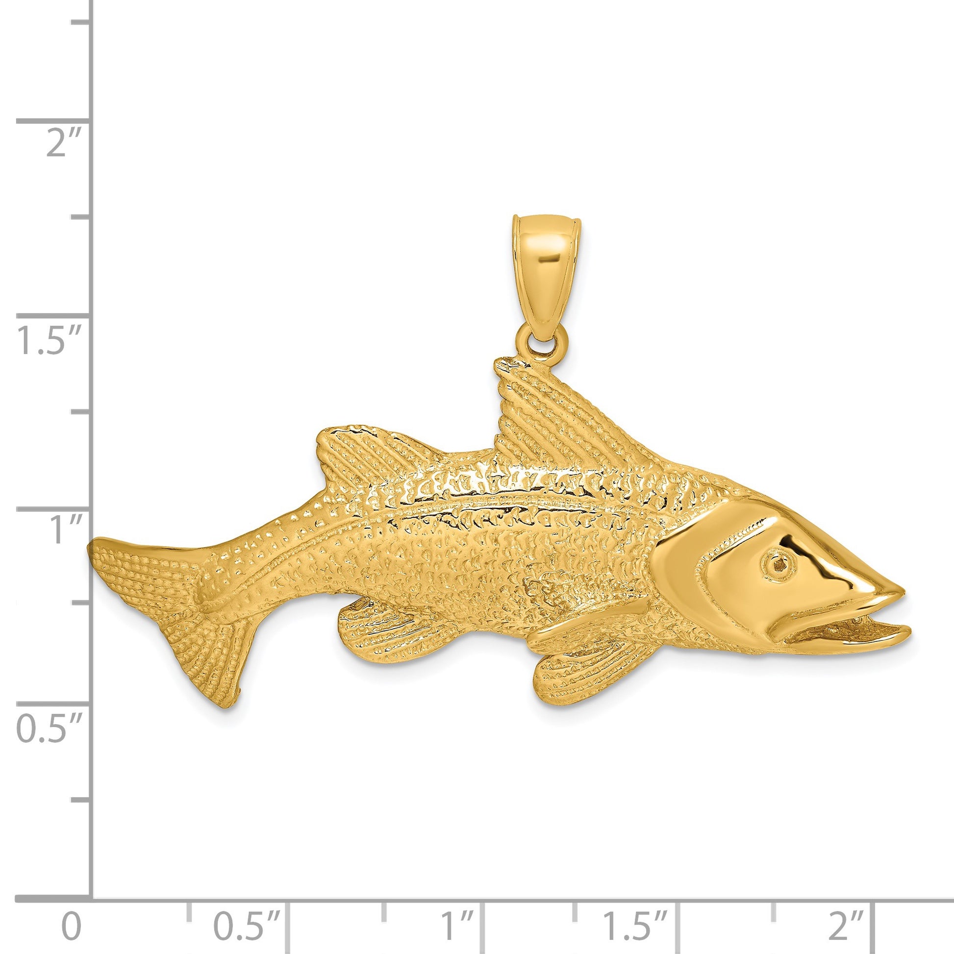 14K Large 2-D Textured Snook Red Fish Charm
