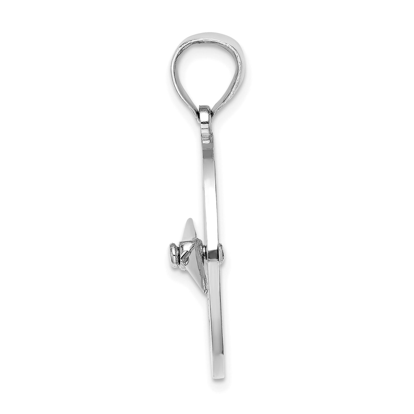 14K White Gold Nautical Compass with Moveable Needle Charm