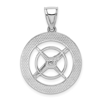 14K White Gold Nautical Compass with Moveable Needle Charm
