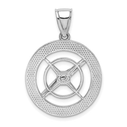 14K White Gold Nautical Compass W/Moveable Needle Charm