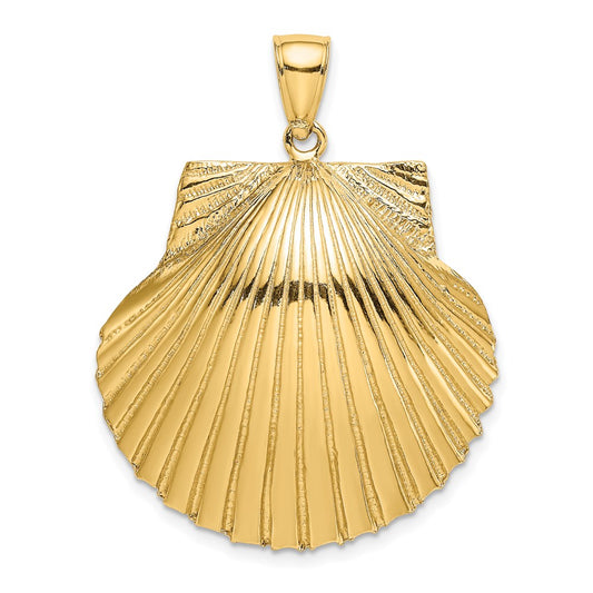 14K 3-D Textured Scallop Shell Charm