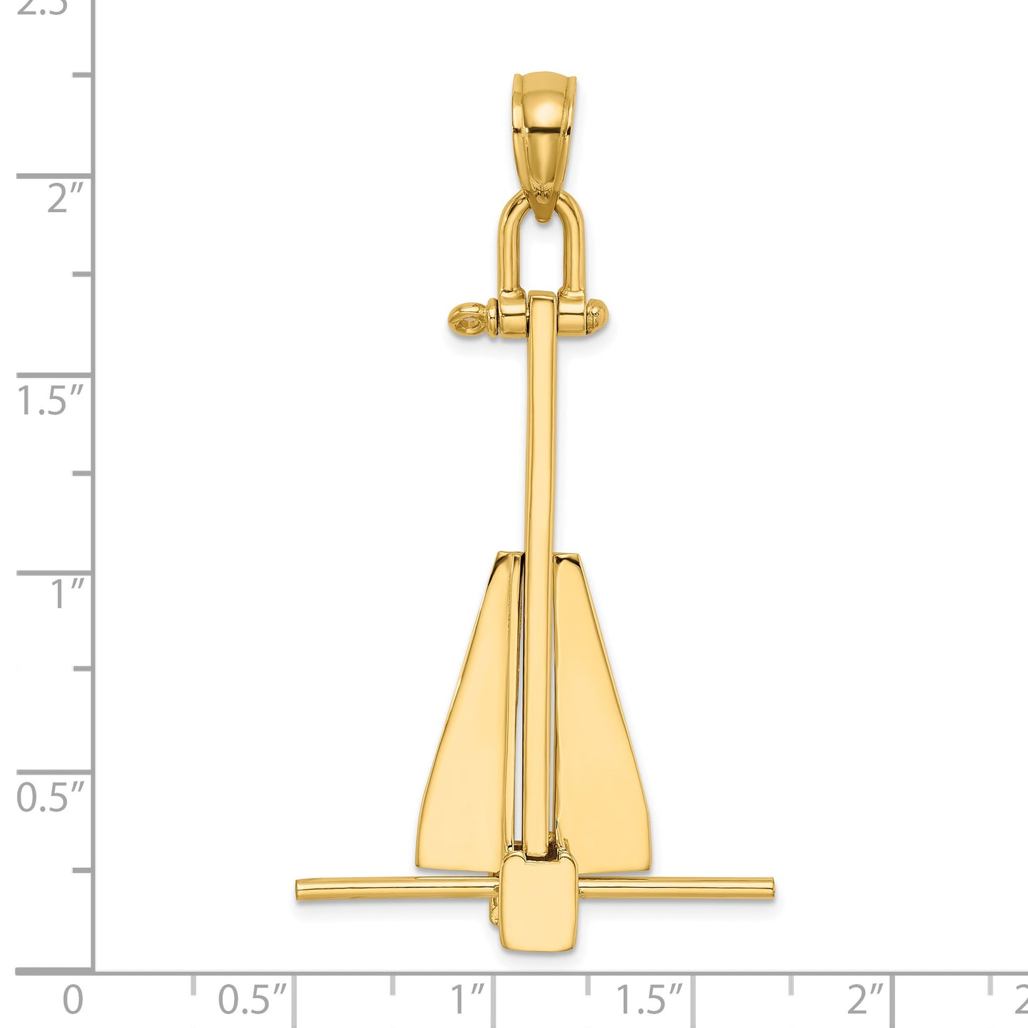 14K Large 3-D Fluke-Style Anchor with Moveable Fins Pendant