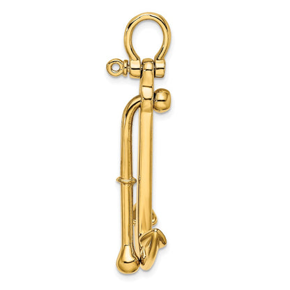 14K 3-D Polished Anchor 2 Piece and Moveable Charm