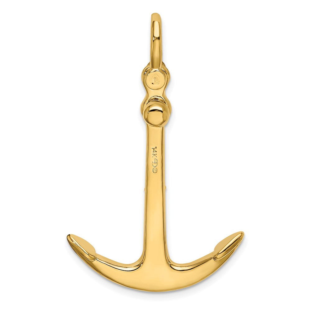 14K 3-D Polished Anchor 2 Piece and Moveable Charm