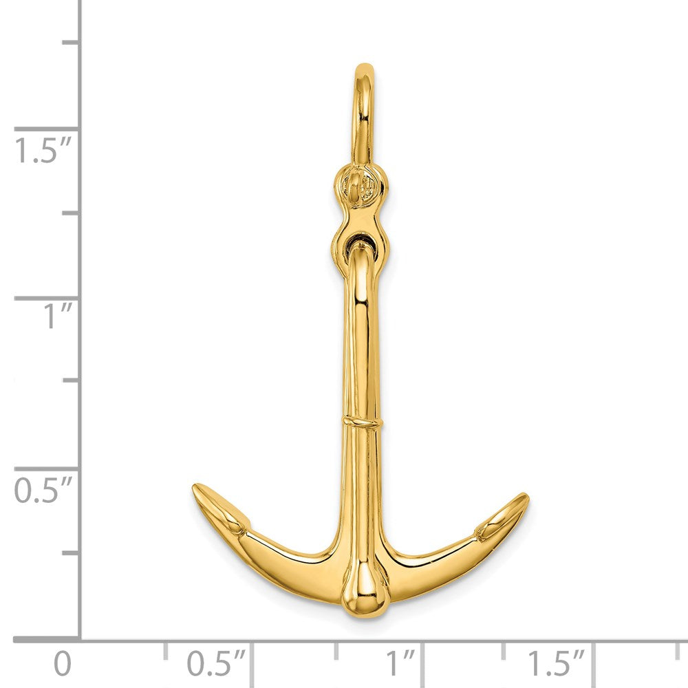 14K 3-D Polished Anchor 2 Piece and Moveable Charm