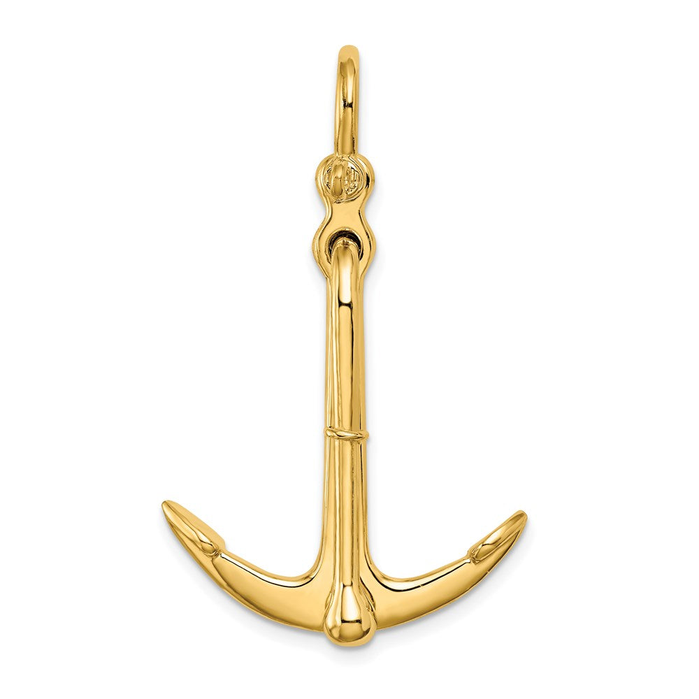 14K 3-D Polished Anchor 2 Piece and Moveable Charm