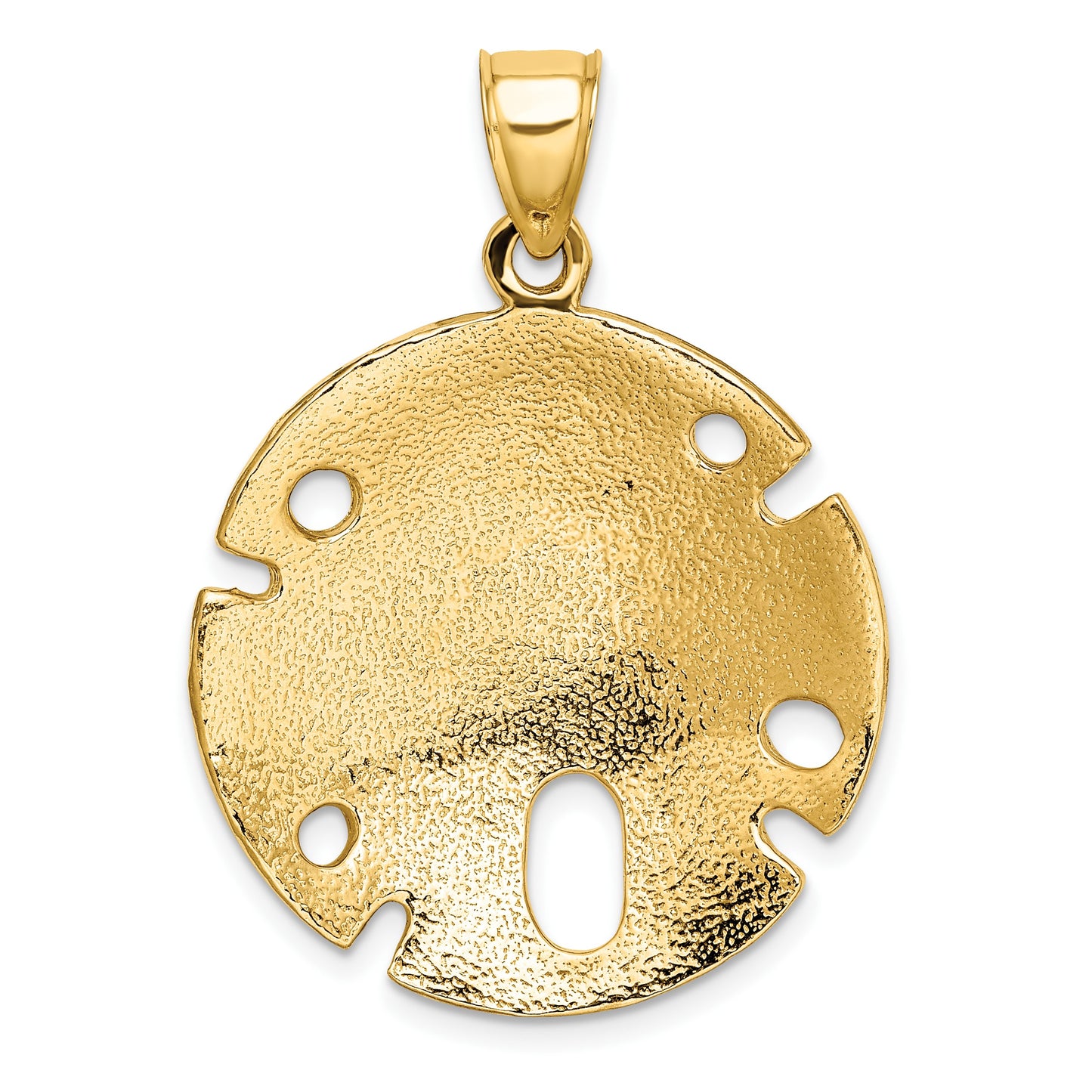 14K Polished and Textured Large Sand Dollar Charm