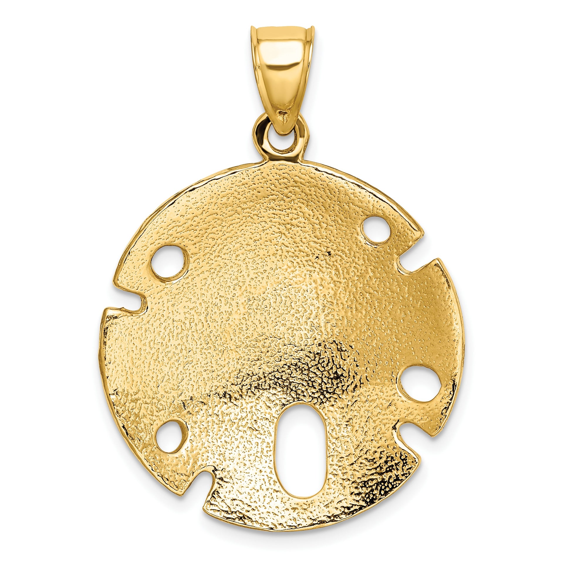 14K Polished and Textured Large Sand Dollar Charm