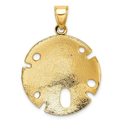 14K Polished and Textured Large Sand Dallar Charm