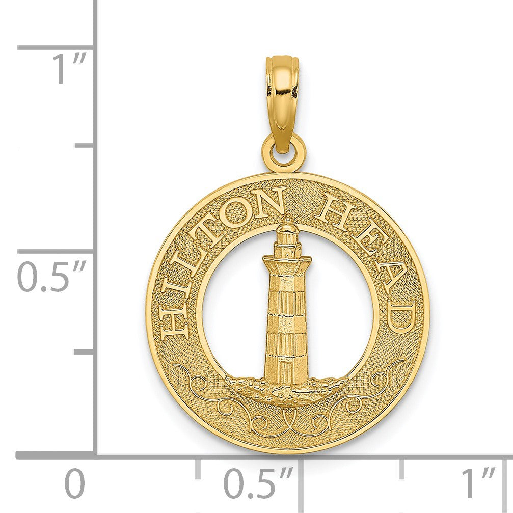 14K HILTON HEAD Lighthouse Round Charm
