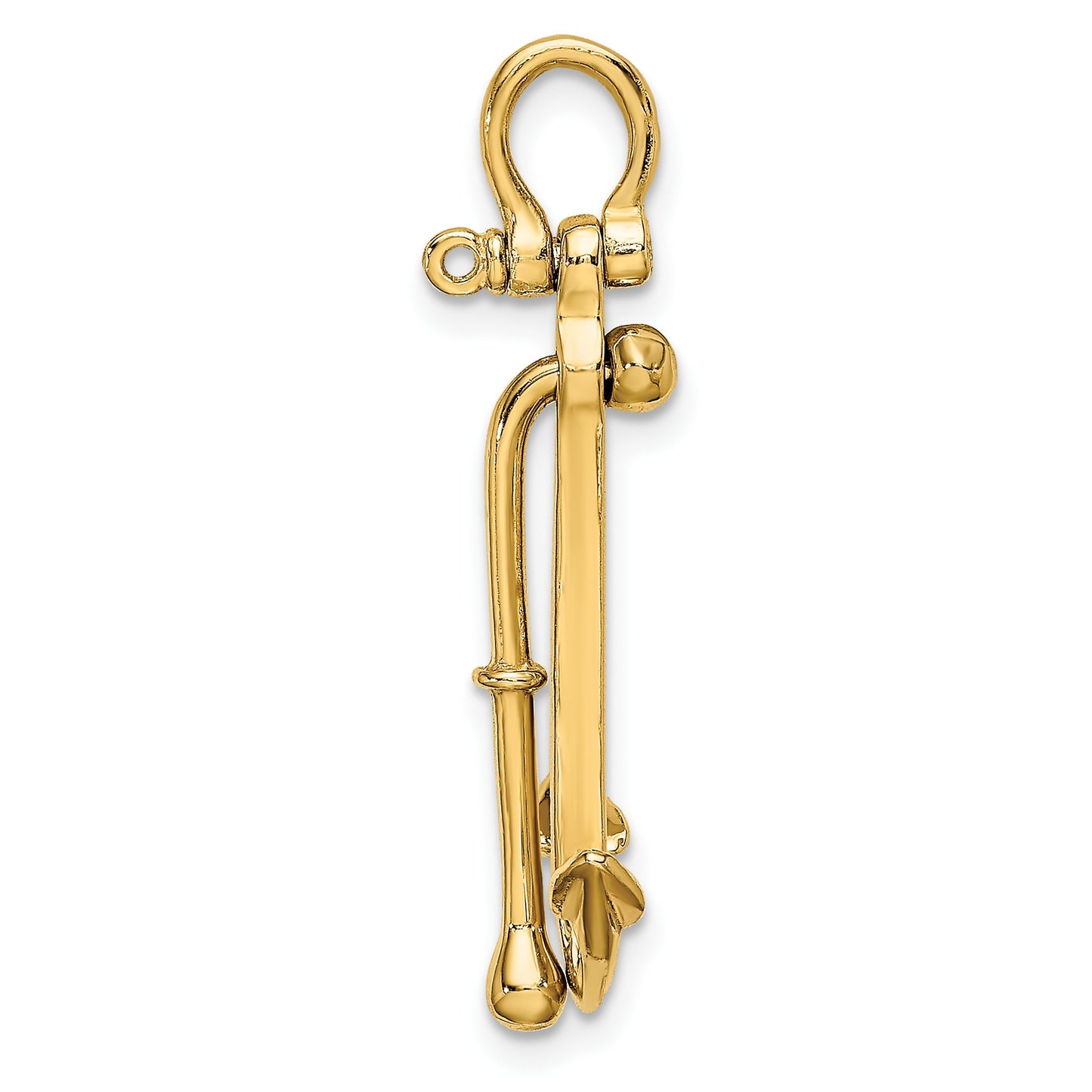 14K 3-D Polished Anchor 2-Piece and Moveable Charm