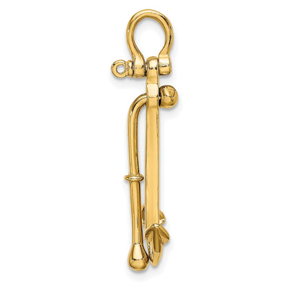 14K 3-D Polished Anchor 2-Piece and Moveable Charm