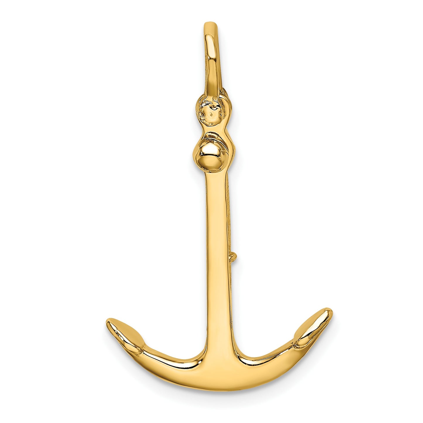 14K 3-D Polished Anchor 2-Piece and Moveable Charm